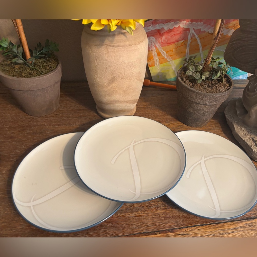 Noritake Cream Plates with Blue Edge